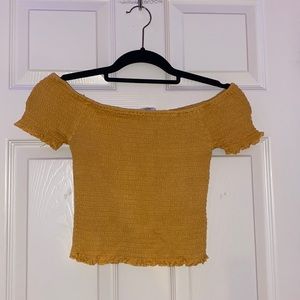 Off the shoulder yellow top